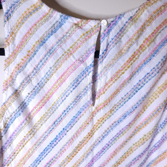 Lou & Grey Swing Dress Sleeveless Rainbow Stripe Pastel Spring Sz Large - Picture 6 of 9